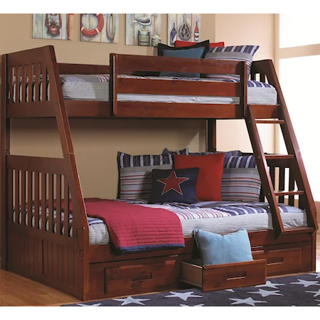 Twin Over Full Bunk Bed with 3 Drawer Storage Unit